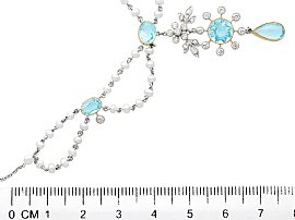 Aquamarine Necklace with Pearls Boxed Size