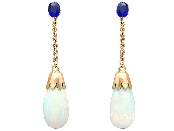 Opal and Sapphire Earrings for Sale