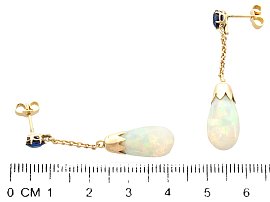 Opal and Sapphire Earrings for Sale Size