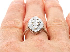Vintage Marquise Shaped Diamond Cluster Ring Wearing 