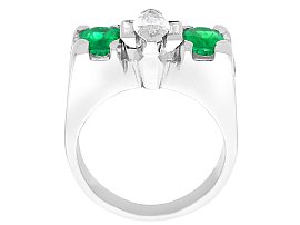 Vintage Marquise Diamond and Emerald Ring for Sale