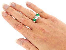Marquise Diamond and Emerald Ring Wearing