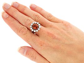 Citrine Cluster Ring in Platinum for Sale Wearing 
