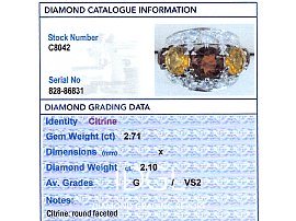 5 Stone Citrine Ring with Diamonds Grading 