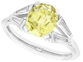 Vintage 2.16ct Chrysoberyl and 0.36ct Diamond, 18ct White Gold Dress Ring