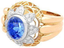18ct Gold Ceylon Sapphire and Diamond Ring UK