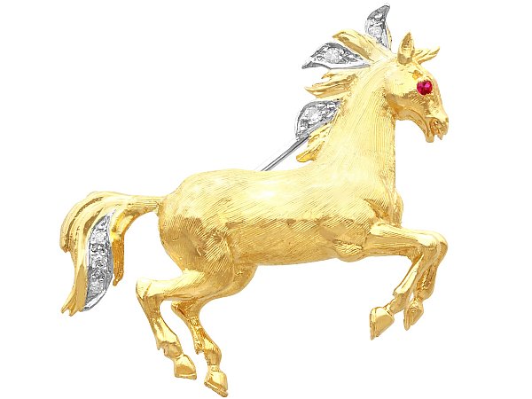 Yellow Gold and Diamond Horse Brooch