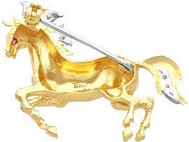 Yellow Gold and Diamond Horse Brooch Pin