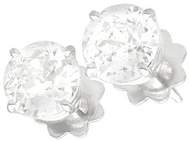Edwardian 3.48 ct Diamond Stud Earrings in Platinum