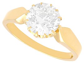 2.16ct Diamond and 18ct Yellow Gold Solitaire Ring - Antique Circa 1910
