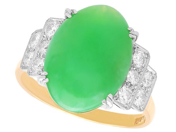 Art Deco Jade Ring with Diamonds 