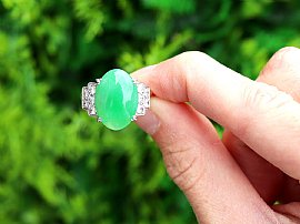 Art Deco Jade Ring with Diamonds Outside