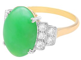 Vintage Art Deco Jade Ring with Diamonds 