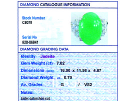 Art Deco Jade Ring with Diamonds Grading 