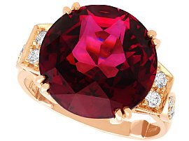 Antique 10.5 ct Rhodolite Garnet and Diamond, 18 ct Rose Gold Dress Ring