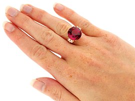 Rhodolite Garnet Ring for Sale Wearing