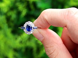 Art Deco Sapphire and Diamond Engagement Ring Outside