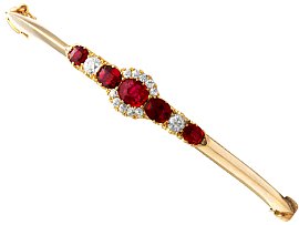 Antique 1.95ct Ruby and 0.40ct Diamond, 15ct Yellow Gold Bangle
