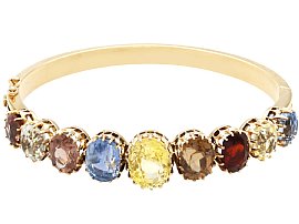 Antique Gold and Gemstone Bangle for Sale