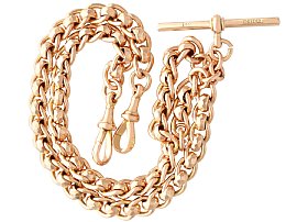 Edwardian 9ct Yellow Gold Watch Chain with T Bar