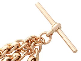 Antique Edwardian t bar watch chain in yellow gold for sale