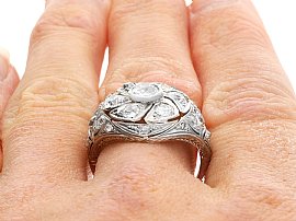 Wearing 1920's Art Deco Diamond Ring in Platinum for Sale