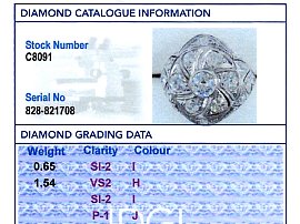1920's Art Deco Diamond Ring in Platinum for Sale Grading