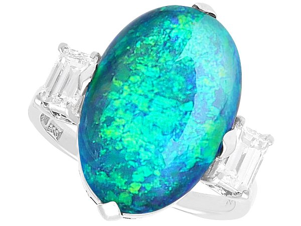 cabochon black opal and diamond ring for sale