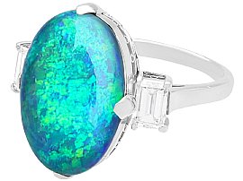 cabochon black opal and diamond ring for sale UK