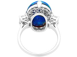 Antique cabochon black opal and diamond ring for sale