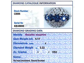 5 Carat Sapphire Ring with Diamonds Grading 