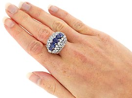 5 Carat Sapphire Ring with Diamonds Wearing