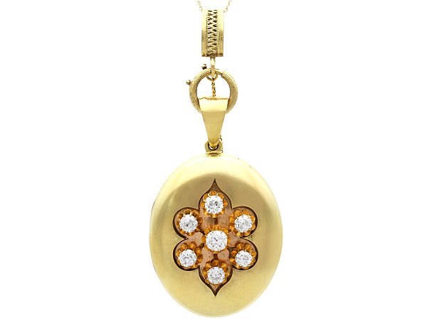 Victorian diamond locket in yellow gold 