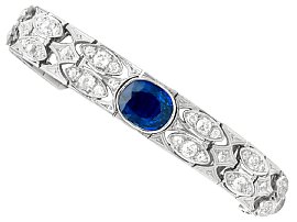 Art Deco 2.90ct Sapphire and 5.40ct Diamond, Platinum Bracelet 
