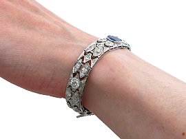 sapphire and diamond bracelet in platinum wearing