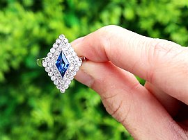 outside lozenge cut sapphire earrings with diamonds