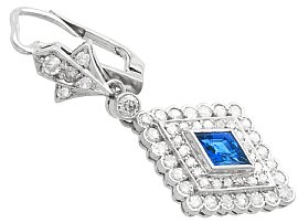 lozenge cut sapphire earrings with diamonds