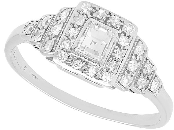 18k white gold art deco diamond ring for sale