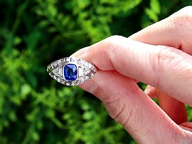 Sapphire and Diamond Ring in Platinum Outside 
