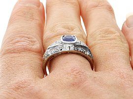 Wearing Sapphire and Diamond Ring Platinum