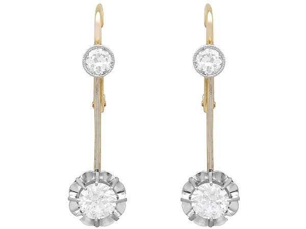 yellow gold and diamond drop earrings for sale