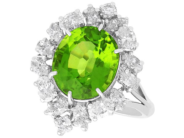 Oval Peridot Engagement Ring with Diamonds for Sale