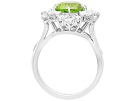 Oval Peridot and Diamond Engagement Ring