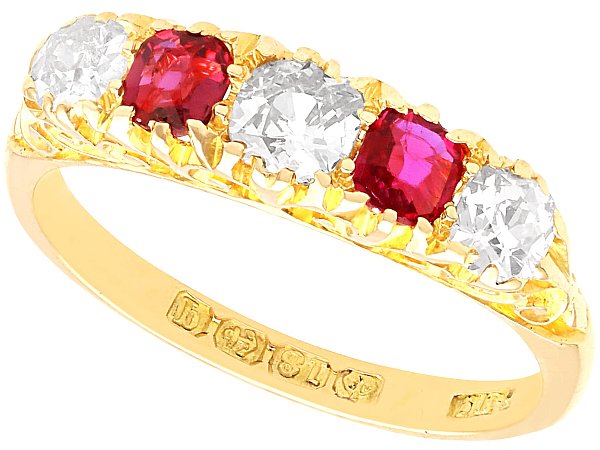 Five Stone Ruby and Diamond Ring for Sale