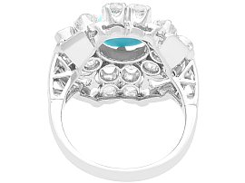 1920s White Gold Diamond and Turquoise Ring for Sale