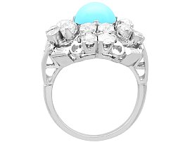 White Gold Diamond and Turquoise Ring for Sale Antique