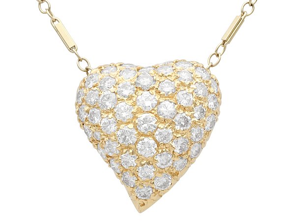 14k Gold Heart Pendant with Diamonds for Sale