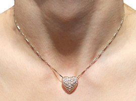 14k Gold Heart Pendant with Diamonds Wearing