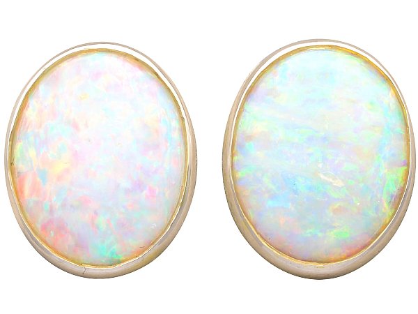 Vintage Opal Stud Earrings in Gold