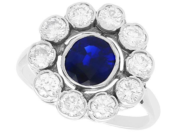 1950s Blue Sapphire Ring in White Gold 